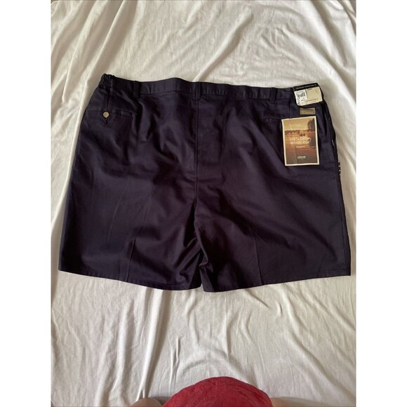 Haggar Mens Pleated Front Shorts 54W Dark Purple Full Cotton Elastic Waist Made - Picture 10 of 11